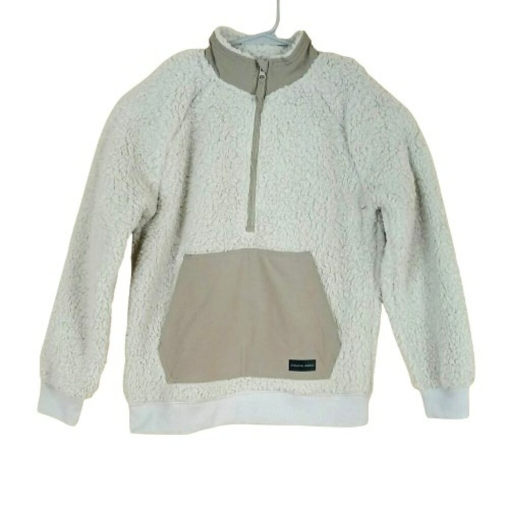 Gray 1/4 Zip Sherpa Jacket L Boy's Soft Warm Coat with Kangaroo Pocket